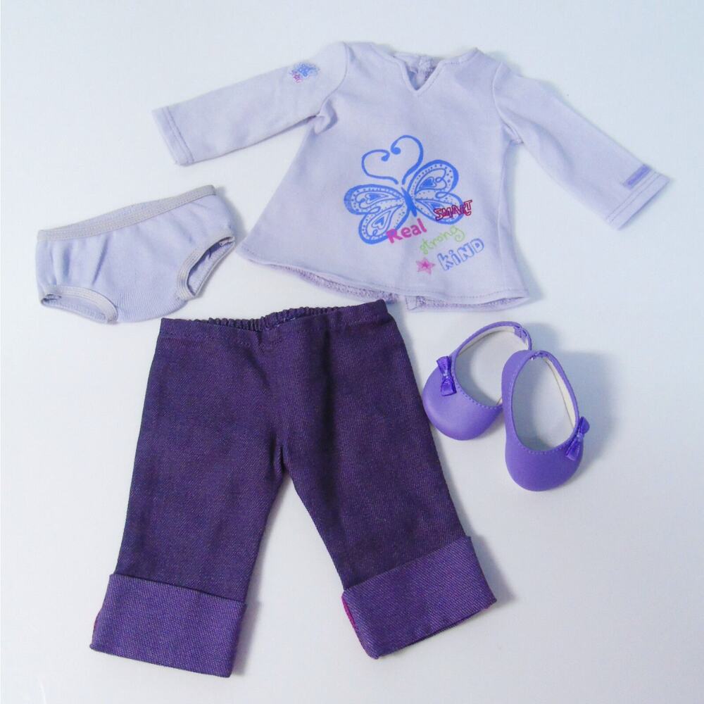 American Girl Real Me Meet Outfit Doll Clothes Purple Pants Tunic Shoes Panties